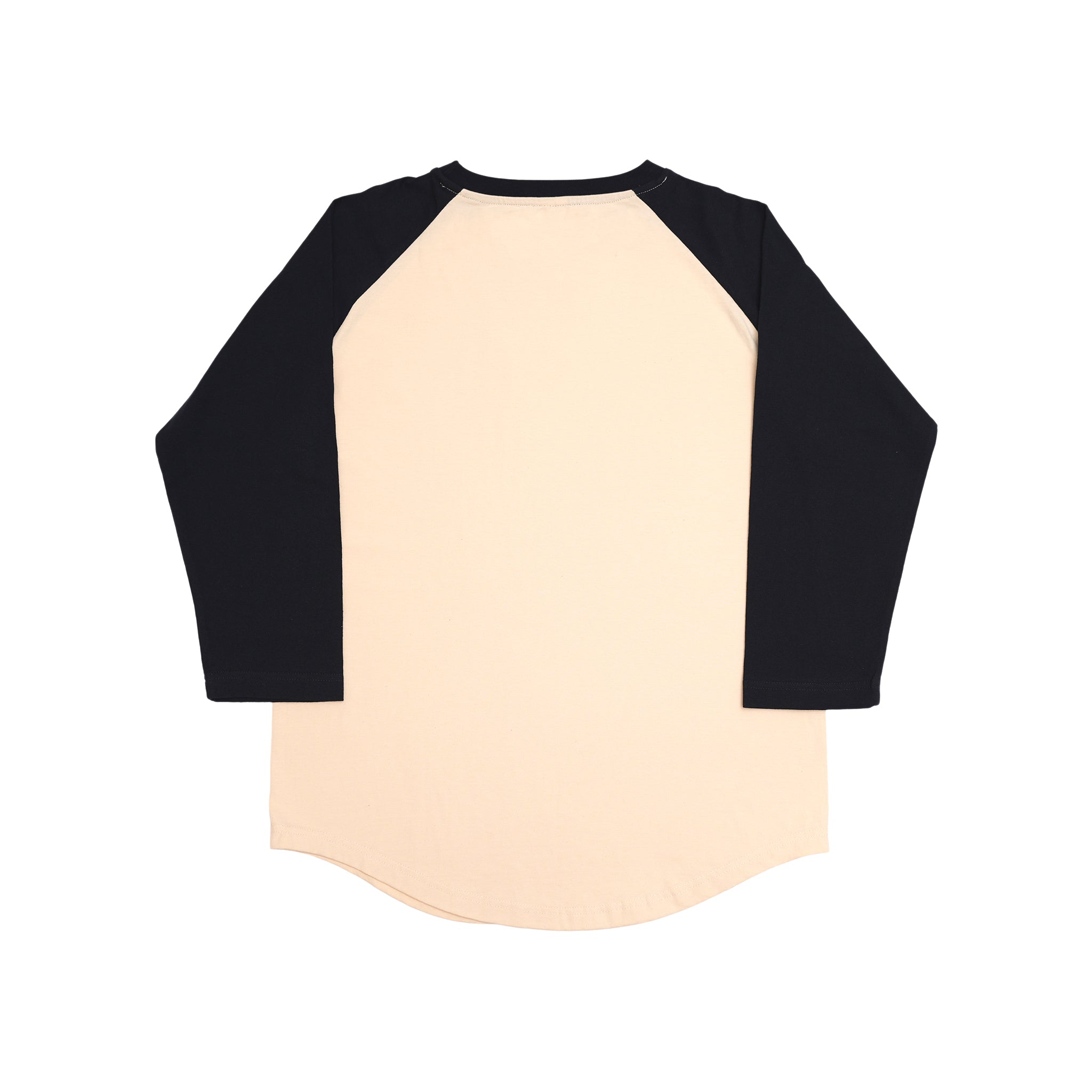 Japanese Heavyweight Raglan 3/4 Sleeve Tee Unisex (Almond + Dark Blue Sleeve)